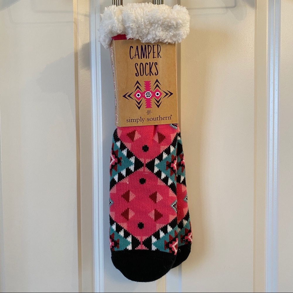 NWT Simply Southern Camper Socks Aztec Pink